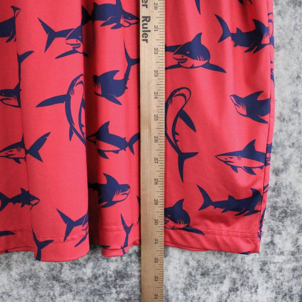 Waggle Polo Shirt Mens XL Red Shark Print Stretch Performance Golf - Picture 2 of 12
